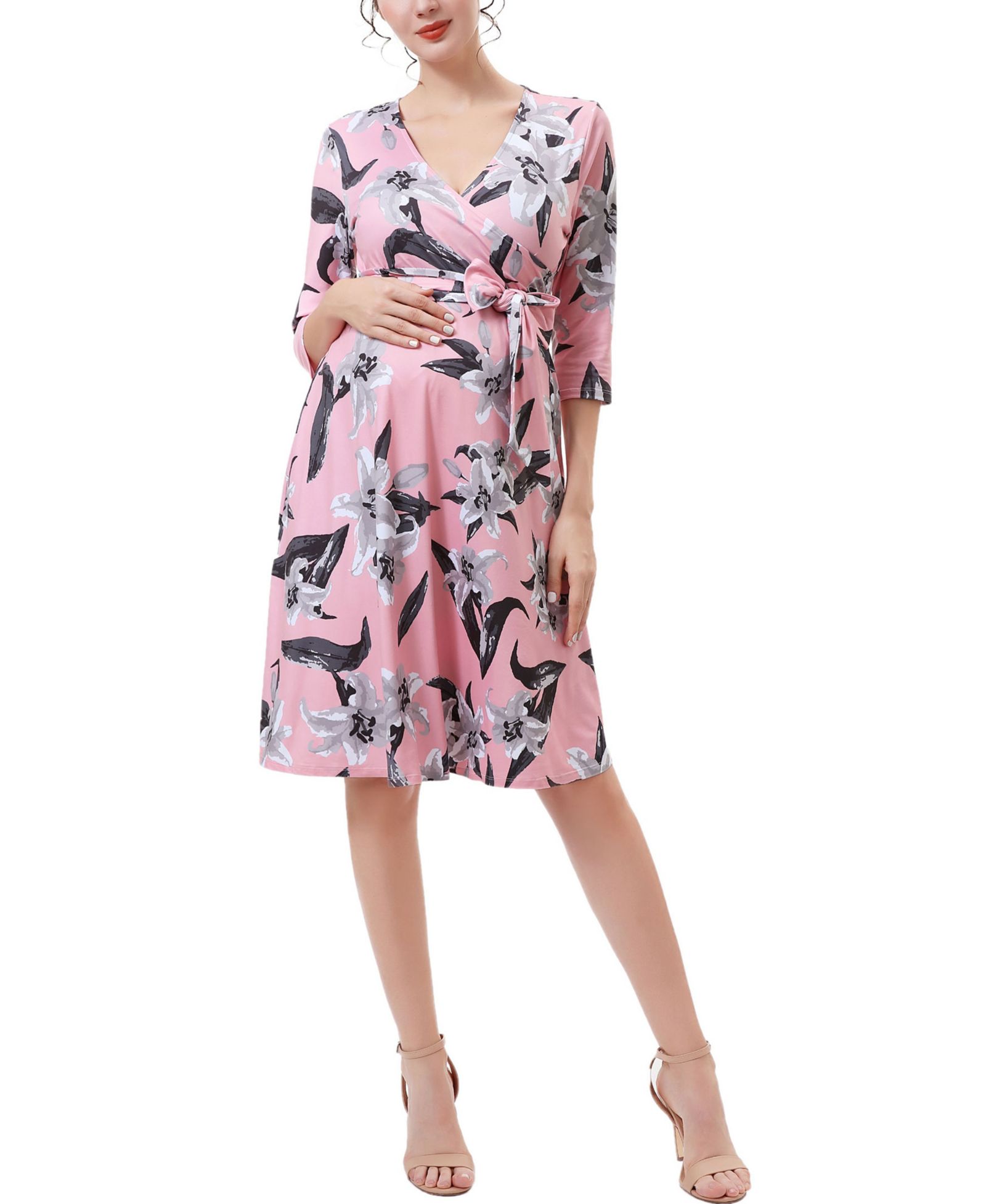 Женское платье для беременных kimi + kai Floral Print Faux Wrap Nursing