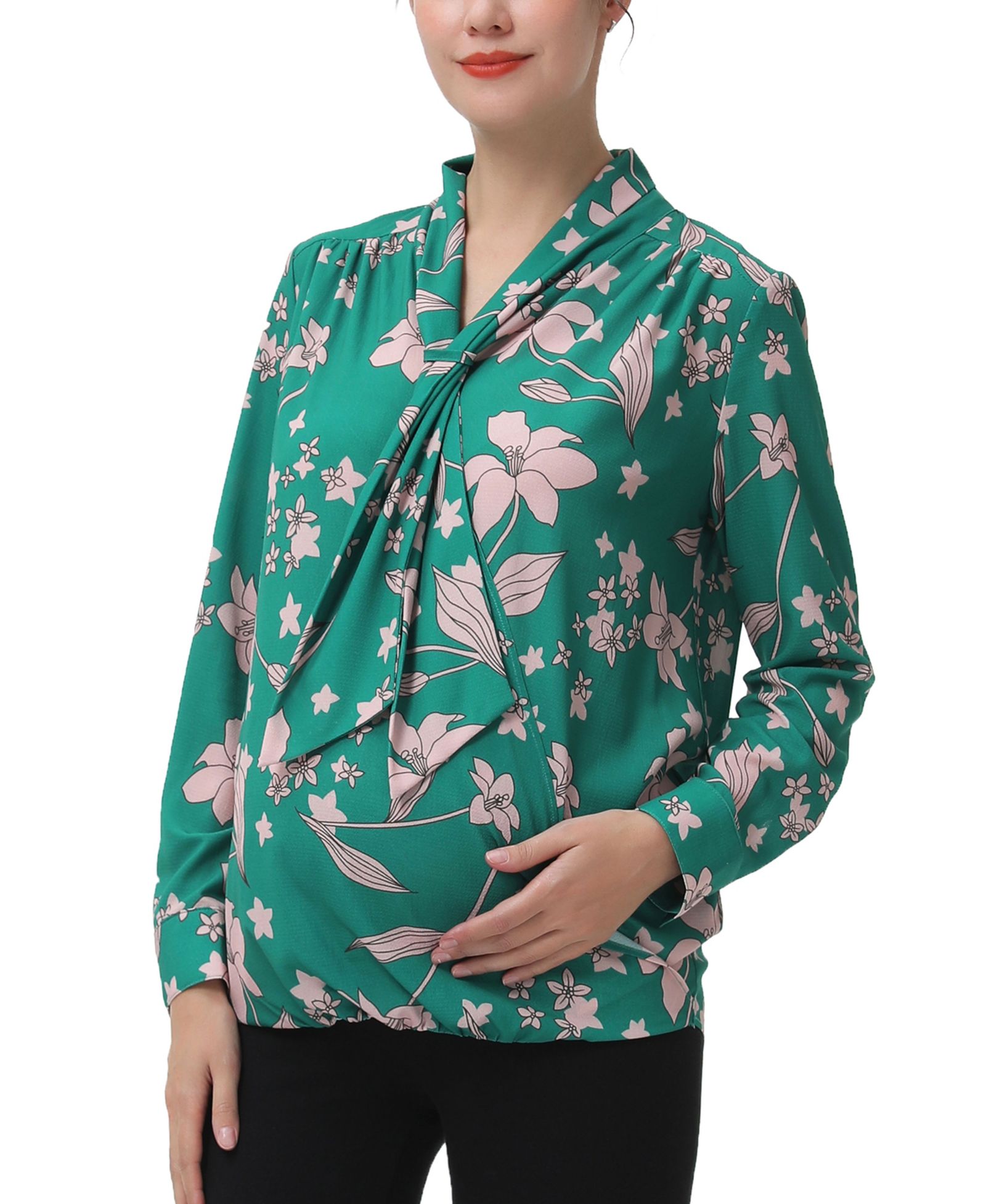 Женская блузка kimi + kai Maternity Tie Neck Nursing Blouse