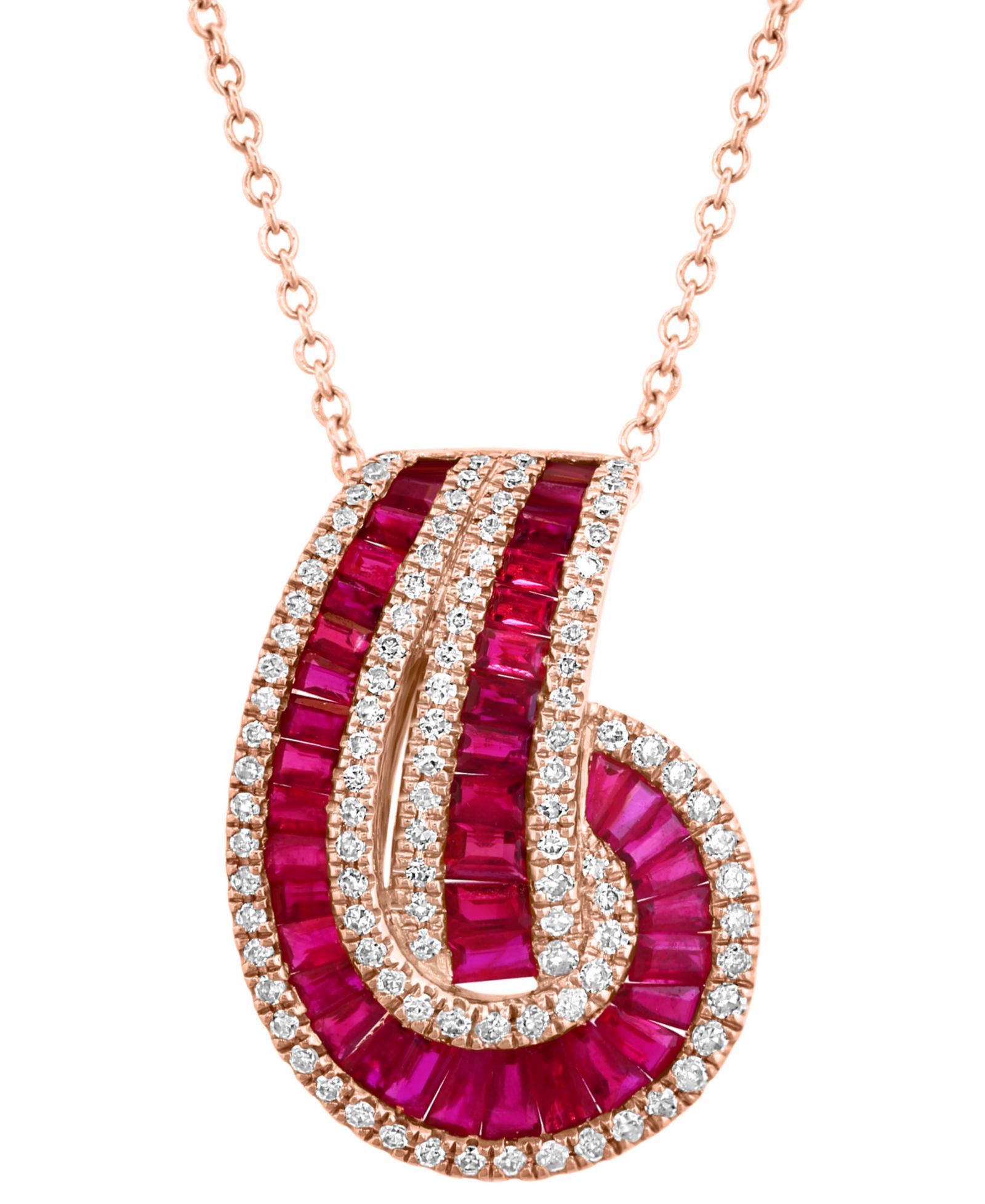 Подвеска-кулон EFFY® Ruby (2-1/3 ct. t.w.) & Diamond (3/8 ct. t.w.) Swirl 18" в 14k Rose Gold