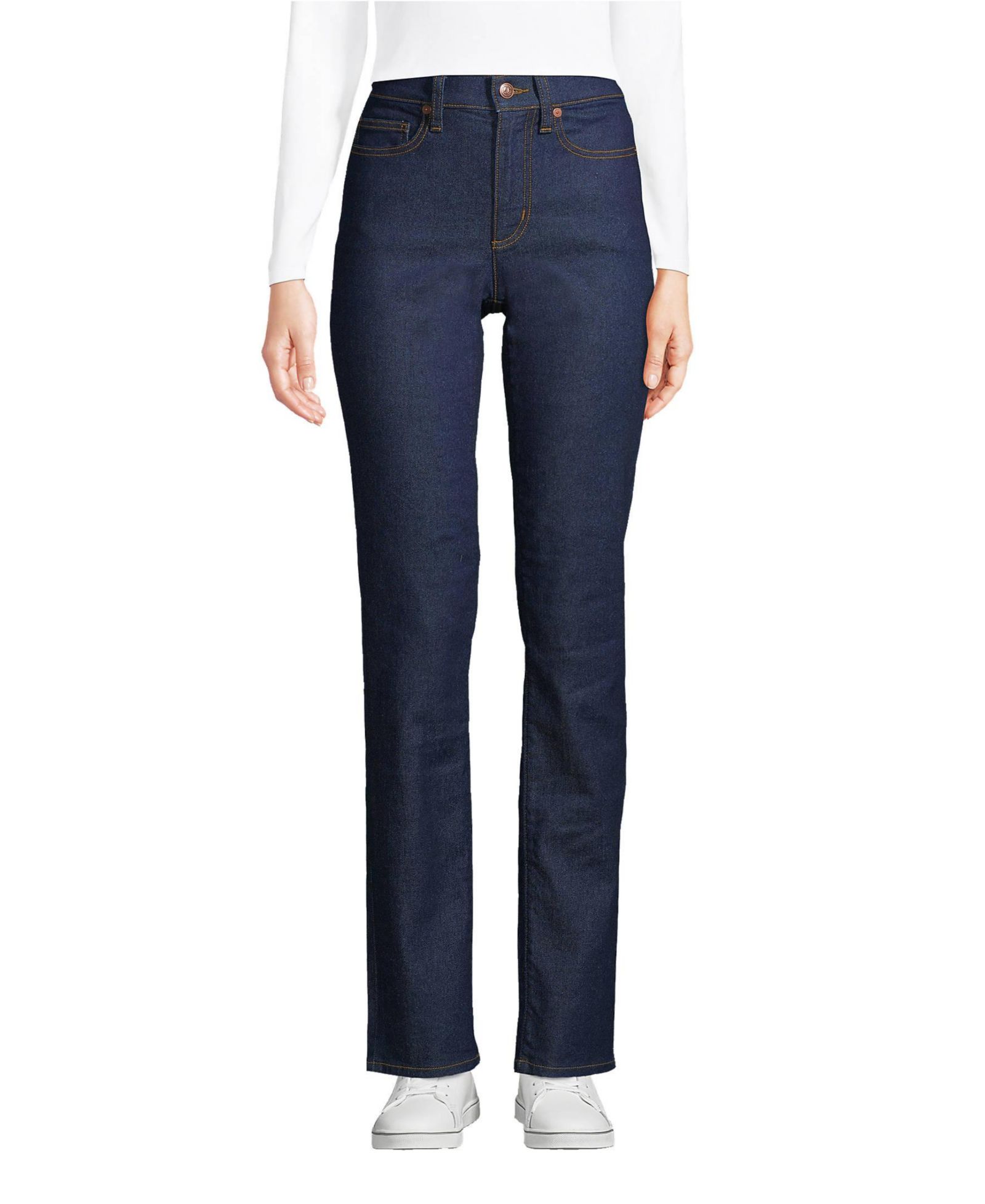 Lands' End Petite High Rise Straight Leg Blue Jeans