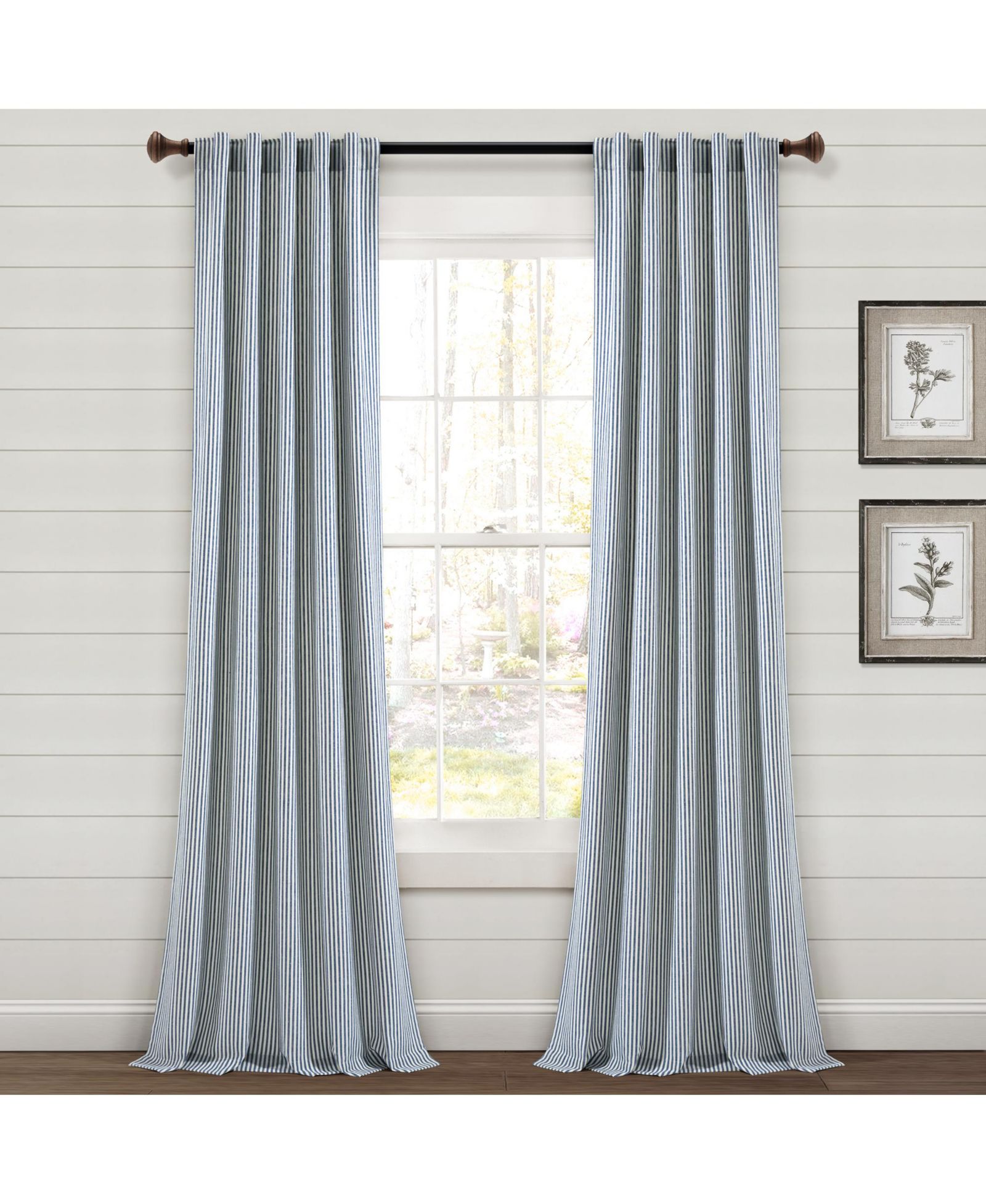 Farmhouse Vintage Stripe Yarn Dyed Cotton Back Tab/Rod Pocket  Window Curtain Panels