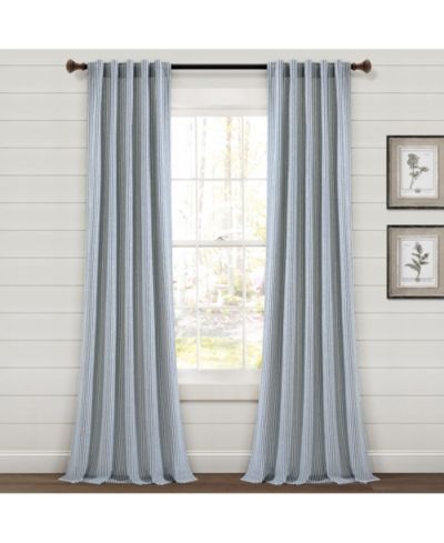 Farmhouse Vintage Stripe Yarn Dyed Cotton Back Tab/Rod Pocket  Window Curtain Panels
