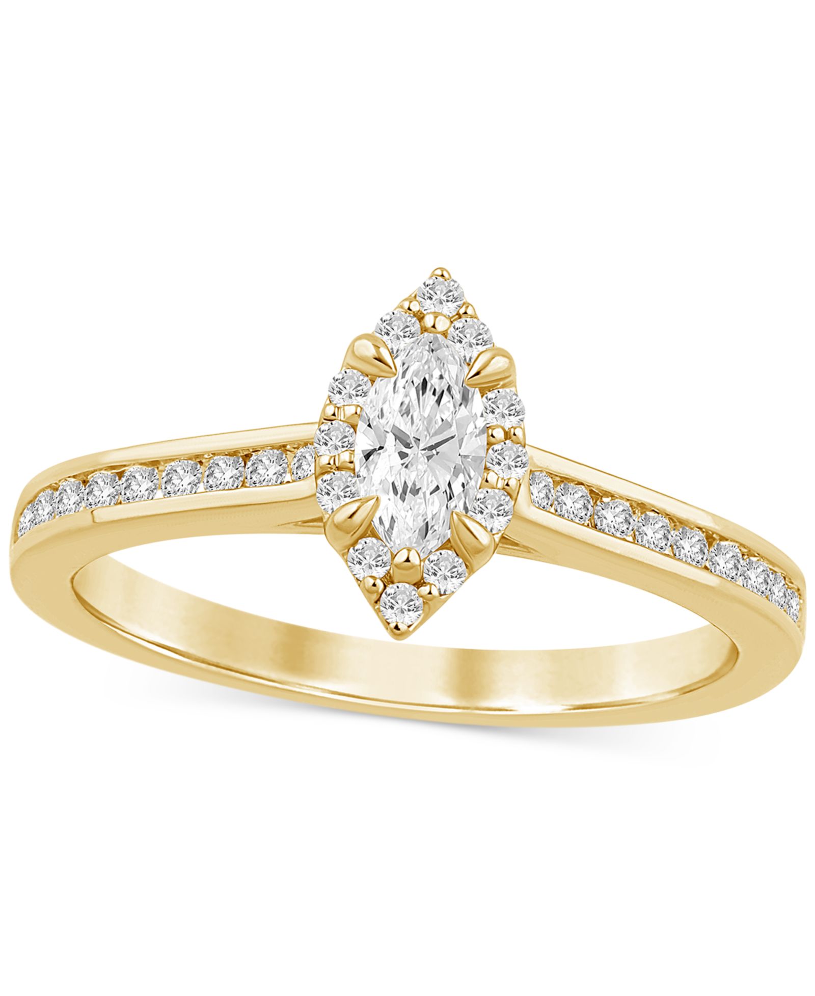 Помолвочное кольцо с бриллиантом Marquise Halo (1/2 ct. t.w.) в 14k Gold