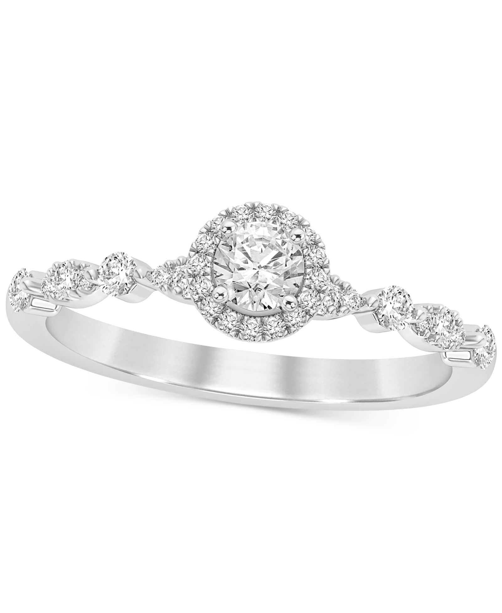 Помолвочное кольцо Diamond Halo Scalloped (3/8 ct. t.w.) из золота 14k