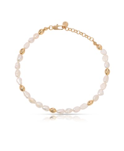 Ettika Freshwater Pearl Polished Pebble Beaded Anklet