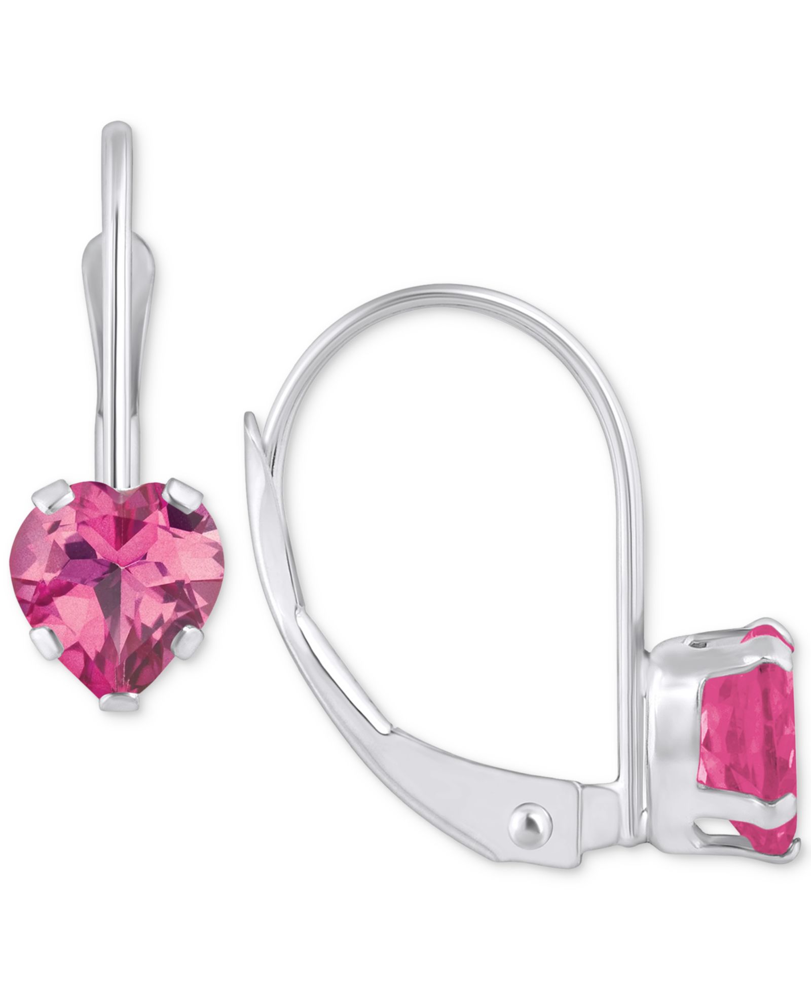 Серьги Moncler Pink Sapphire Heart-Shaped Solitaire Leverback в 10k Gold (1-1/10 ct. t.w.)