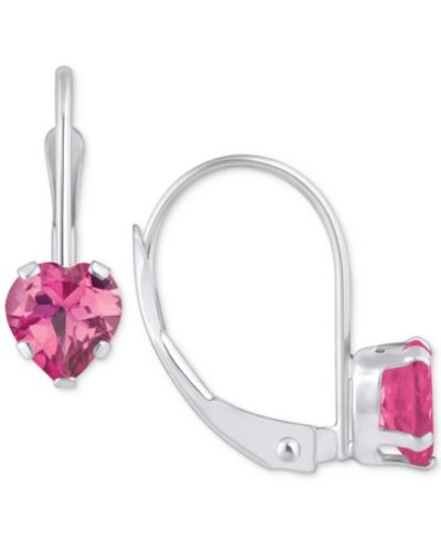 Серьги Moncler Pink Sapphire Heart-Shaped Solitaire Leverback в 10k Gold (1-1/10 ct. t.w.)