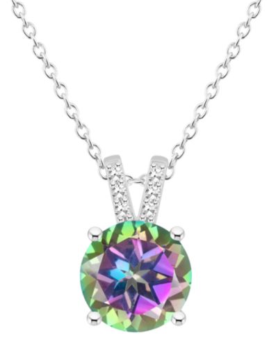 Mystic Topaz (2-3/8 ct. t.w.) & Diamond Accent Solitaire 18" Pendant Necklace in Sterling Silver (Also in Pink Topaz)