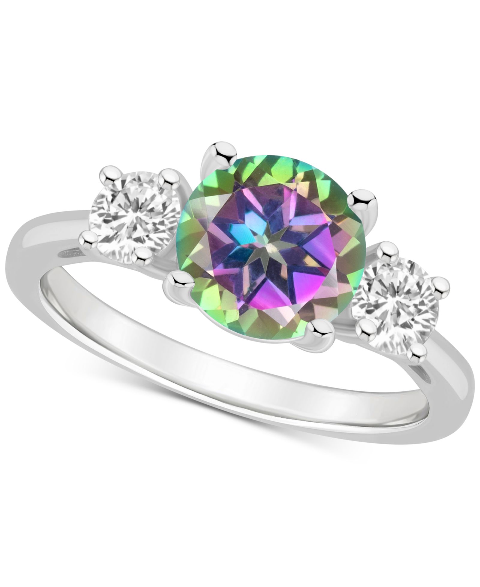 Кольцо с мистическим топазом и белым топазом, Sterling Silver