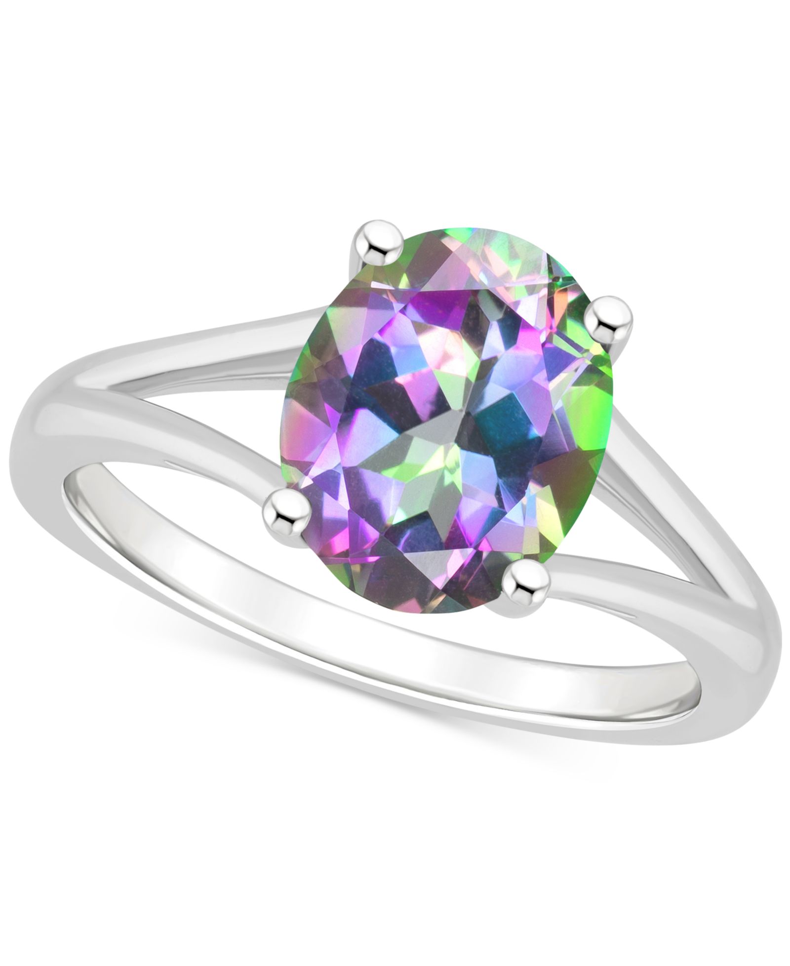 Mystic Topaz Oval Split Shank Solitaire Ring (3-5/8 ct. t.w.) in Sterling Silver (Also in Pink Topaz)