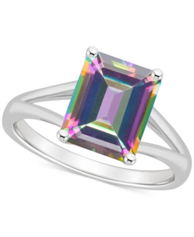 Mystic Topaz Split Shank Polished Statement Ring (4-1/4 ct. t.w.) in Sterling Silver (Also in Pink Topaz)