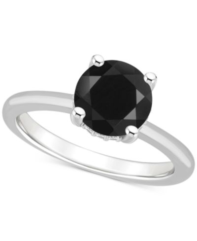 Onyx & Diamond Accent Side-Set Halo Solitaire Ring in Sterling Silver