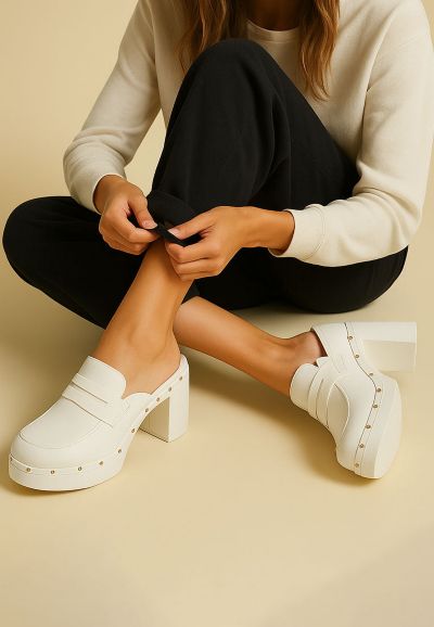 Rag & Co Women's Lyrac Leather Platform Clogs