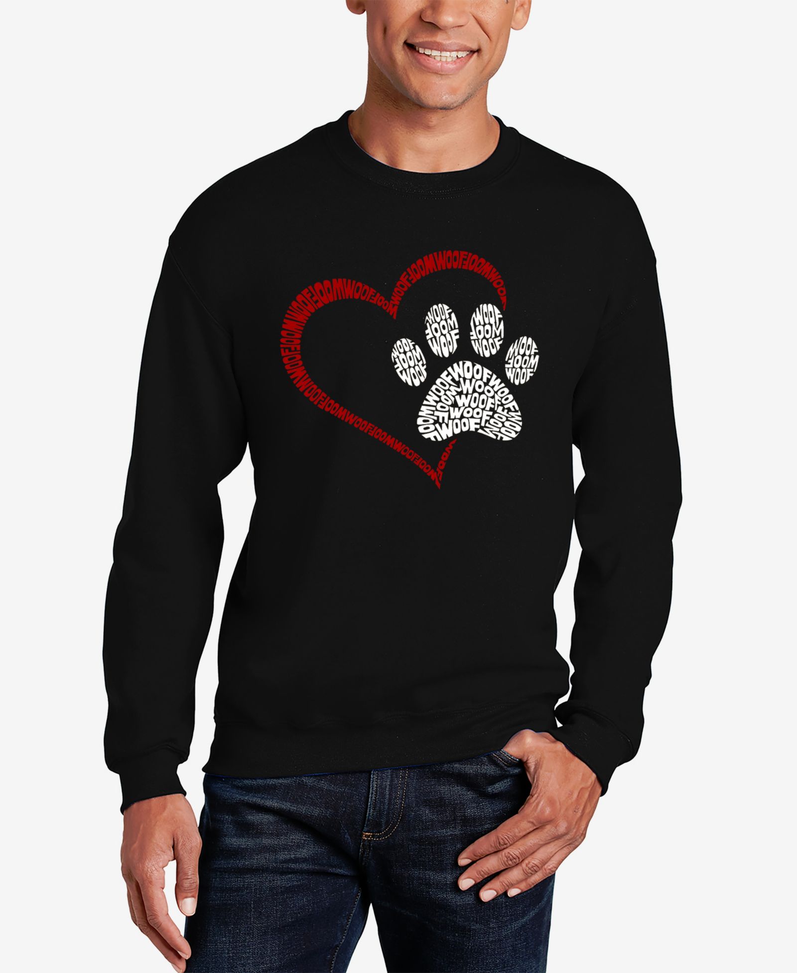 Мужской свитшот LA Pop Art Paw Heart Word Art Crewneck