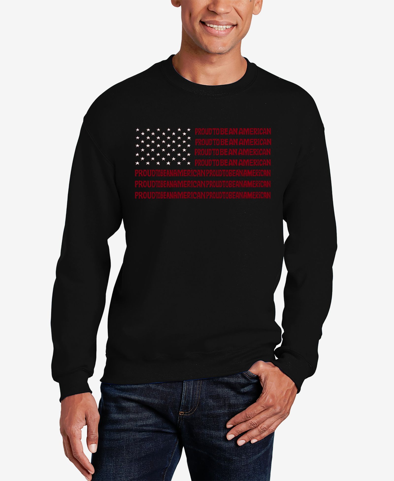 Мужская толстовка LA Pop Art Proud To Be An American Word Art Crewneck