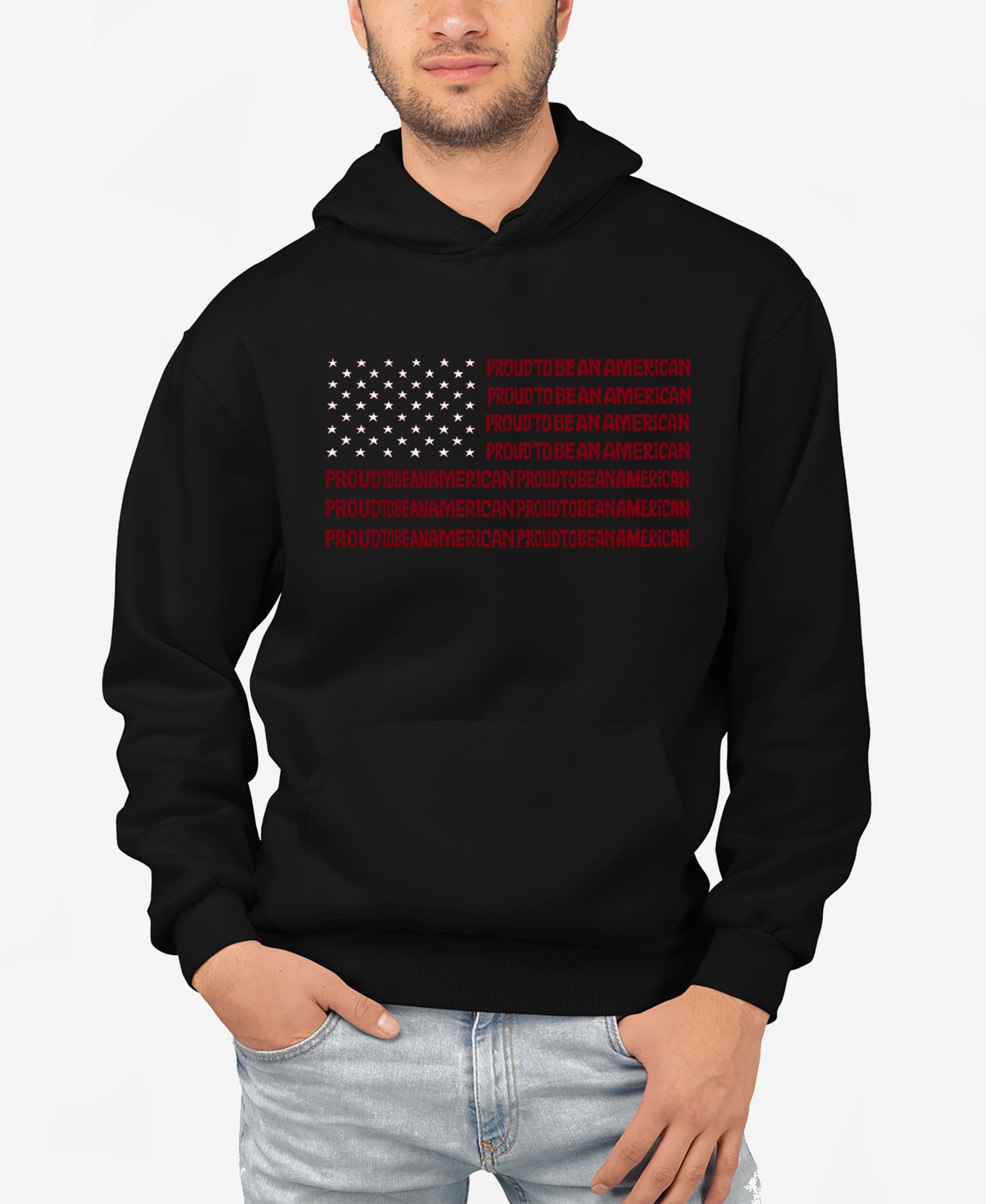 LA Pop Art Мужская толстовка с капюшоном и принтом Proud To Be An American
