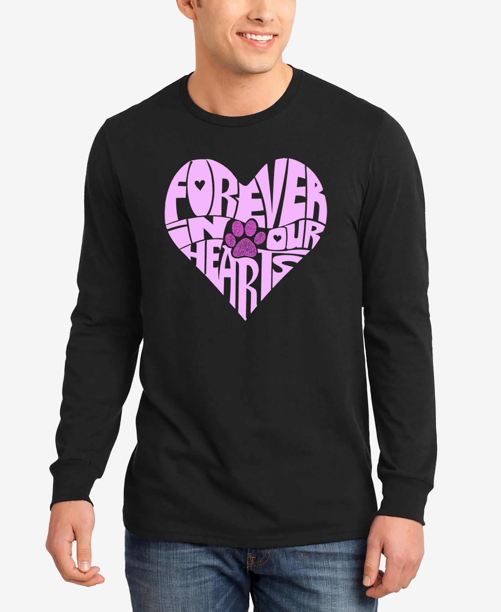 LA Pop Art Forever In Our Hearts - Men's Word Art Long Sleeve T-Shirt