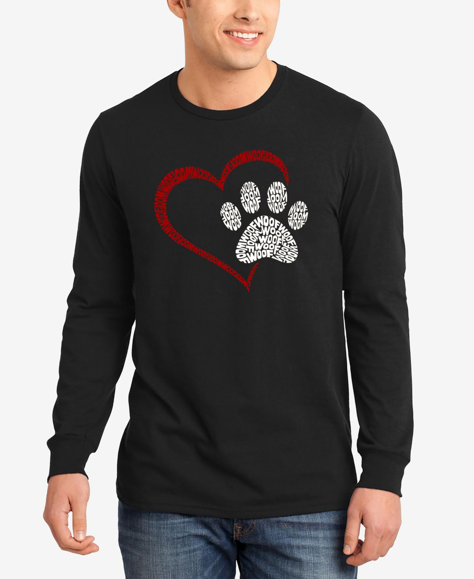 LA Pop Art Paw Heart - Men's Word Art Long Sleeve T-Shirt
