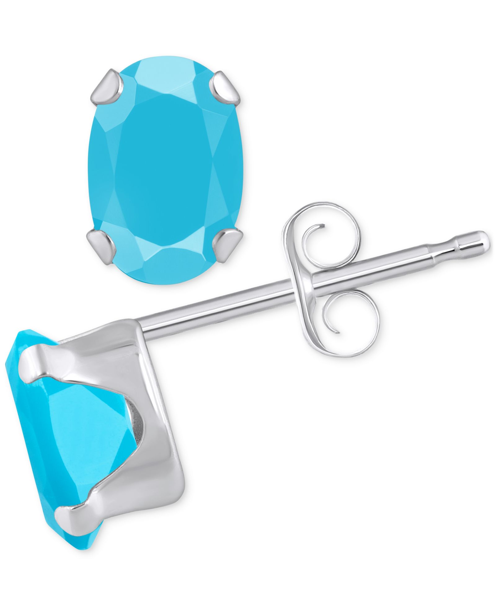 Macy's Solitaire Oval Gemstone Four Prong Stud Earrings in 10k Yellow Gold (Available in Amethyst, Aquamarine, Citrine, Garnet, Peridot, Turquoise, Onyx, and Blue and White Topaz)