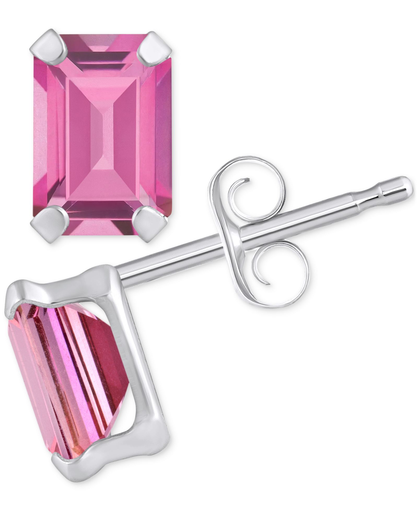 Серьги-гвоздики Pink Topaz Emerald-Cut Solitaire в 10k Gold