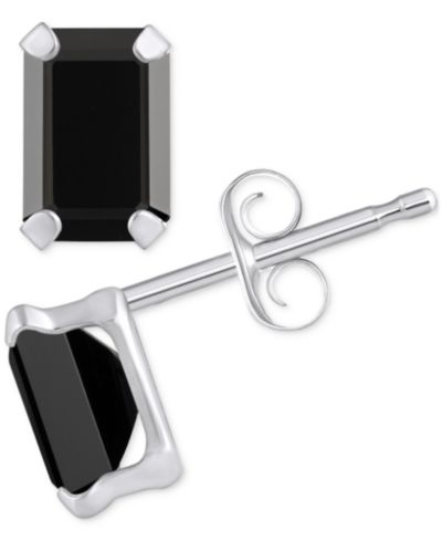 Серьги-гвоздики с изумрудом огранки Emerald-Cut в золоте 10k