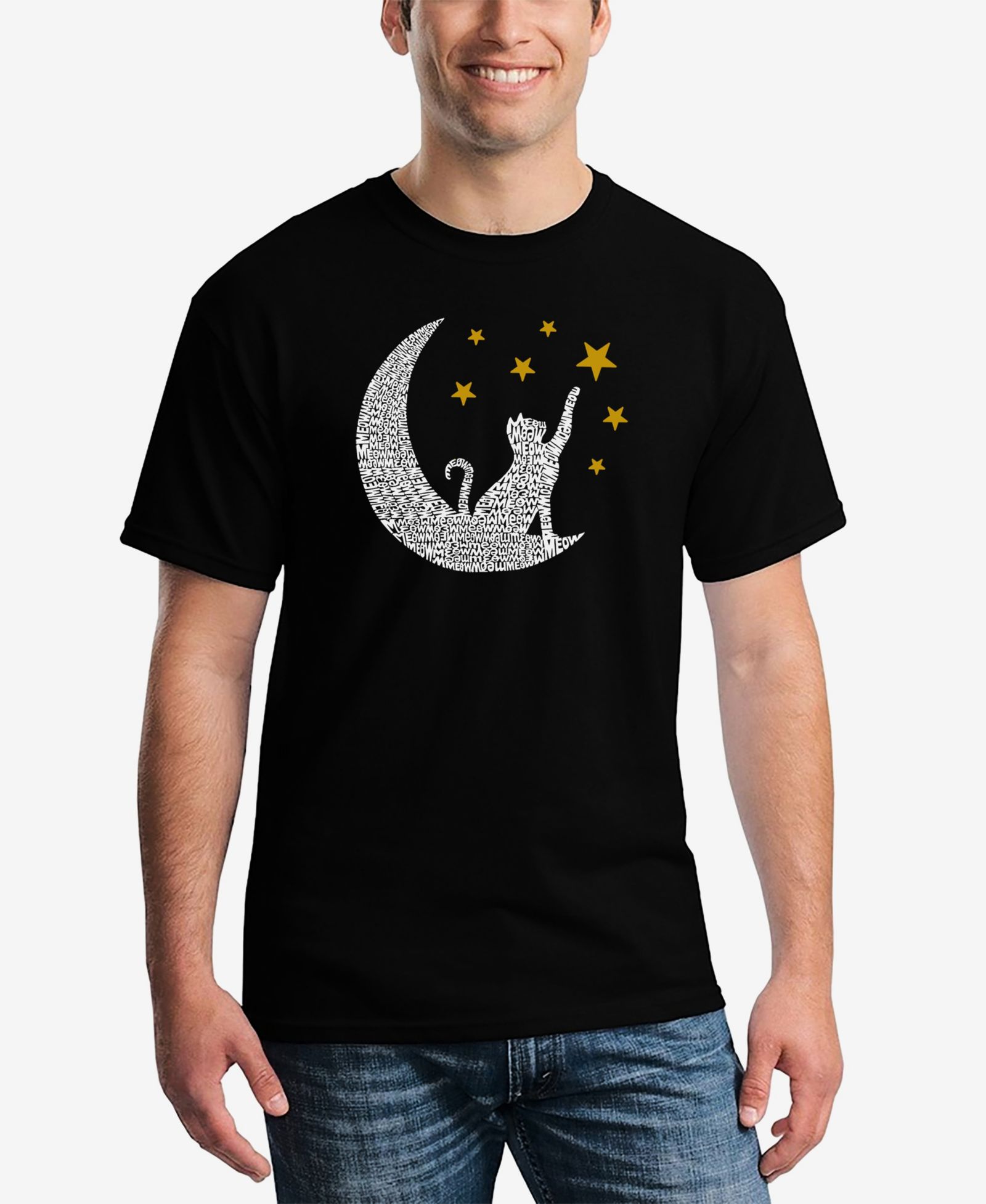 LA Pop Art Cat Moon - Men's Word Art T-Shirt