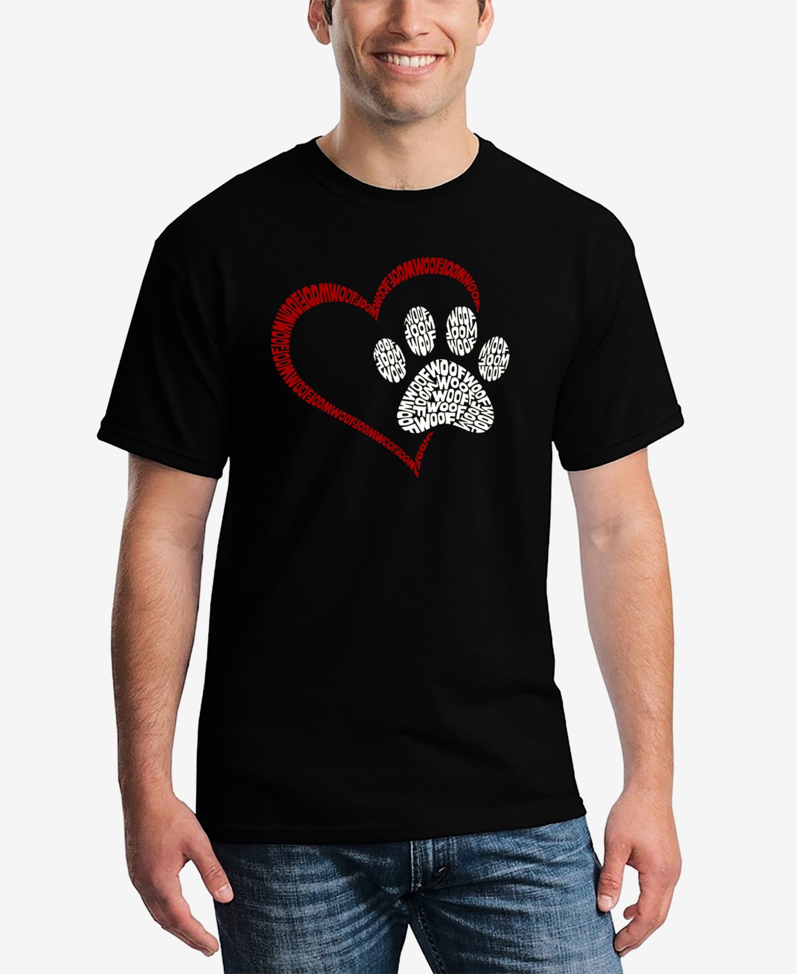 LA Pop Art Paw Heart - Men's Word Art T-Shirt