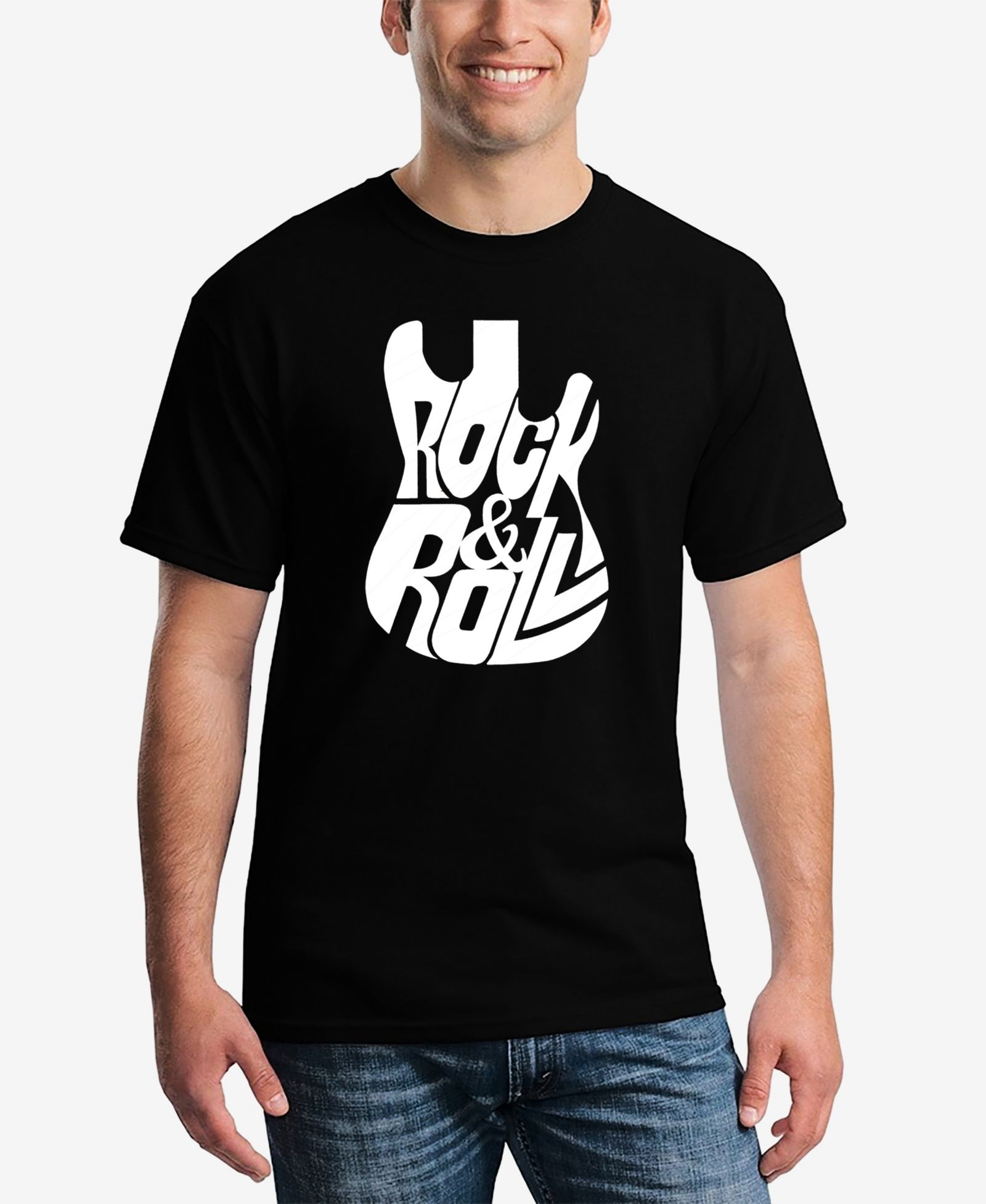LA Pop Art Rock And Roll Guitar - Men's Word Art T-Shirt