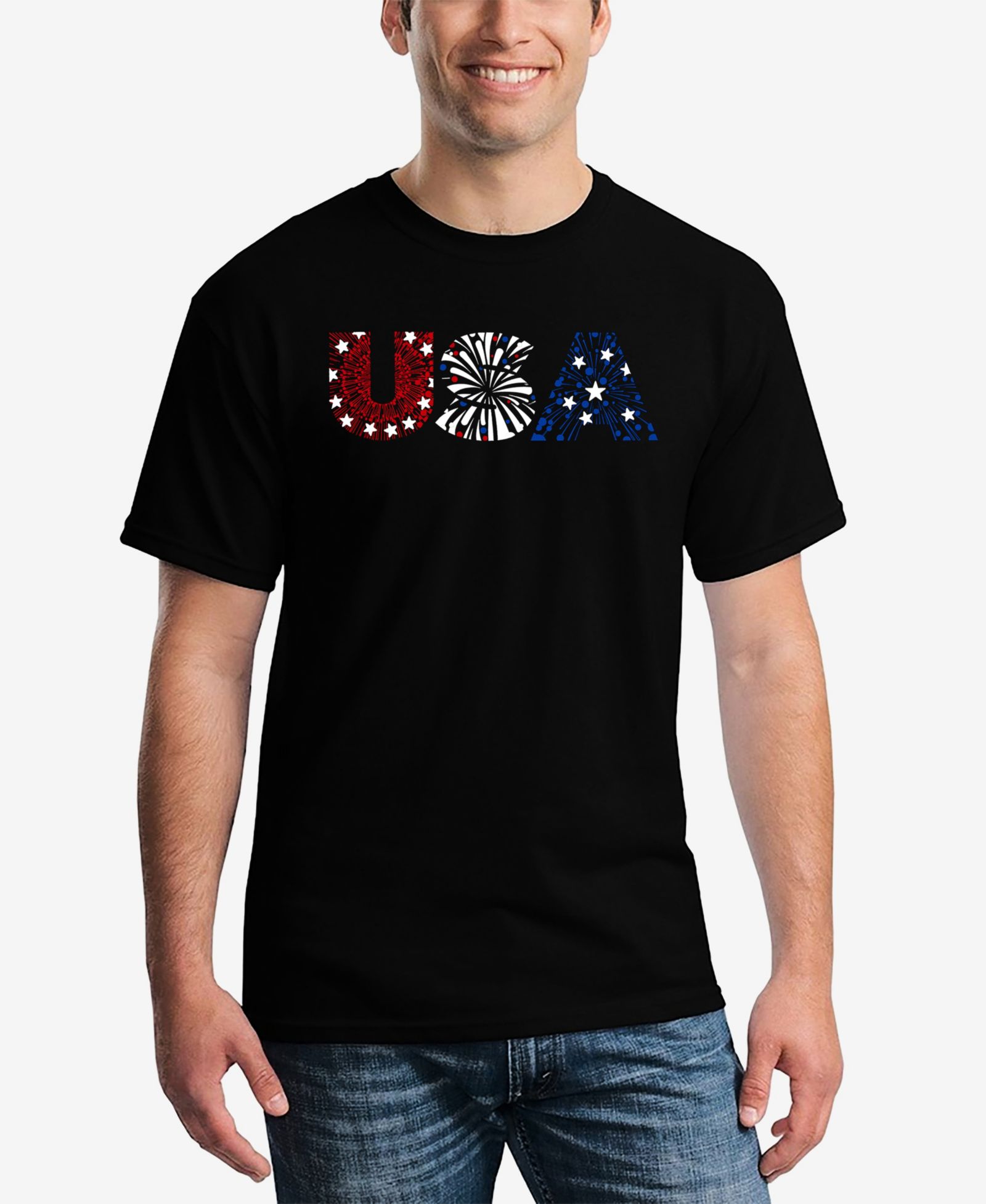 LA Pop Art USA Fireworks - Men's Word Art T-Shirt