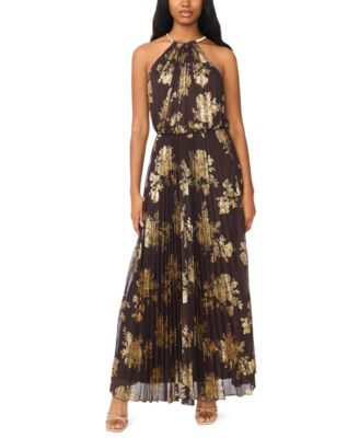 MSK Women's Embellishment Halter-Neck Pleated Gown