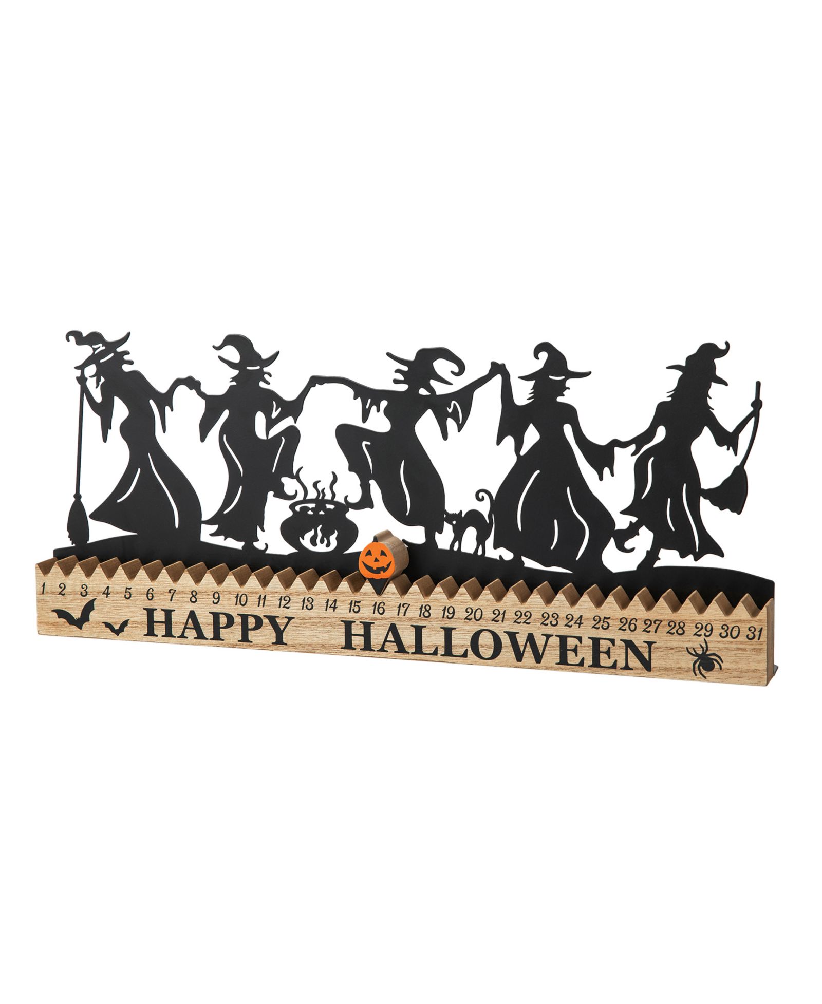 Табличка на стол Glitzhome 18"L Halloween Wooden Metal Dancing Witch Silhouette Countdown