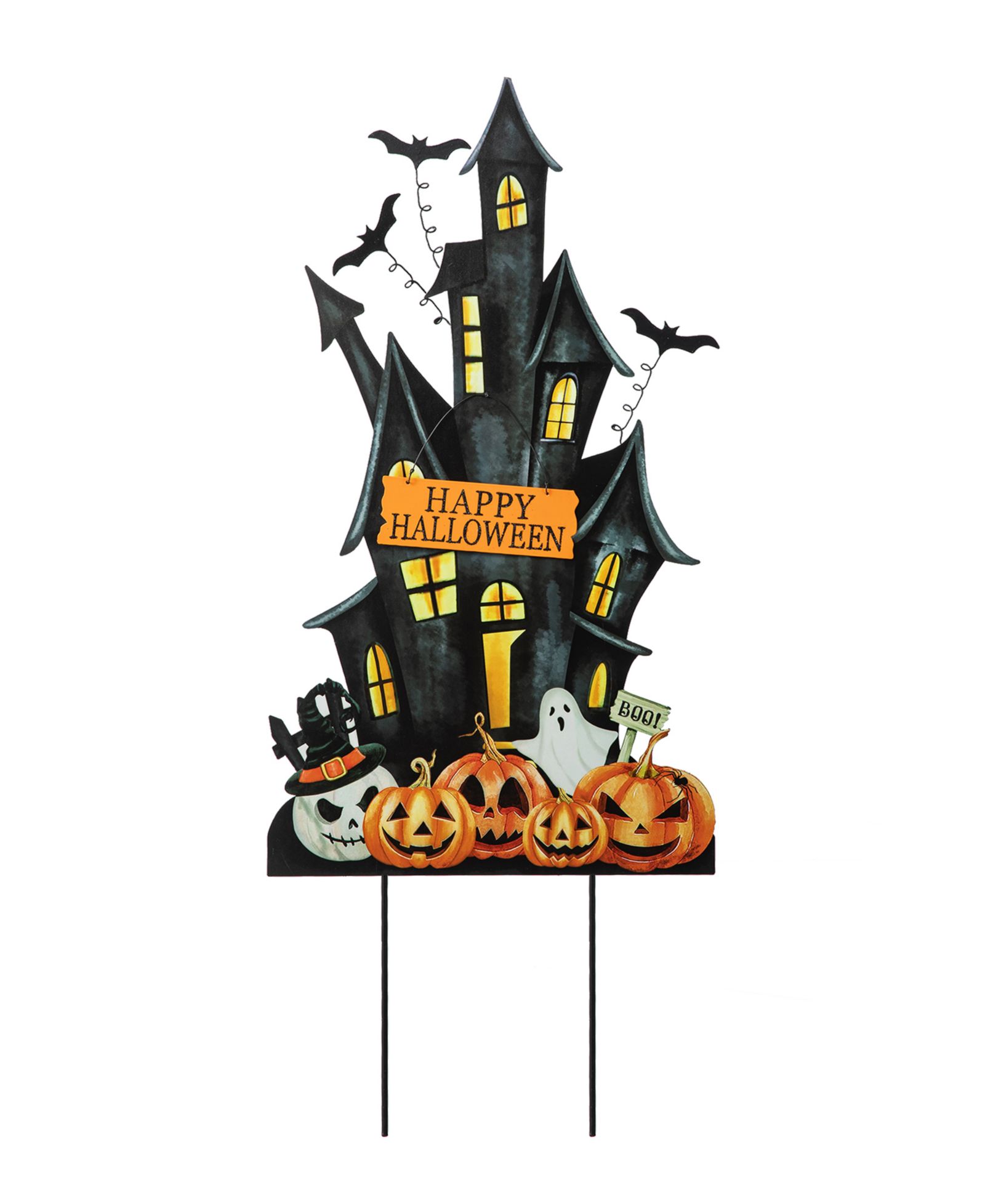 Металлическая садовая фигура Glitzhome Halloween Haunted House, 32"H