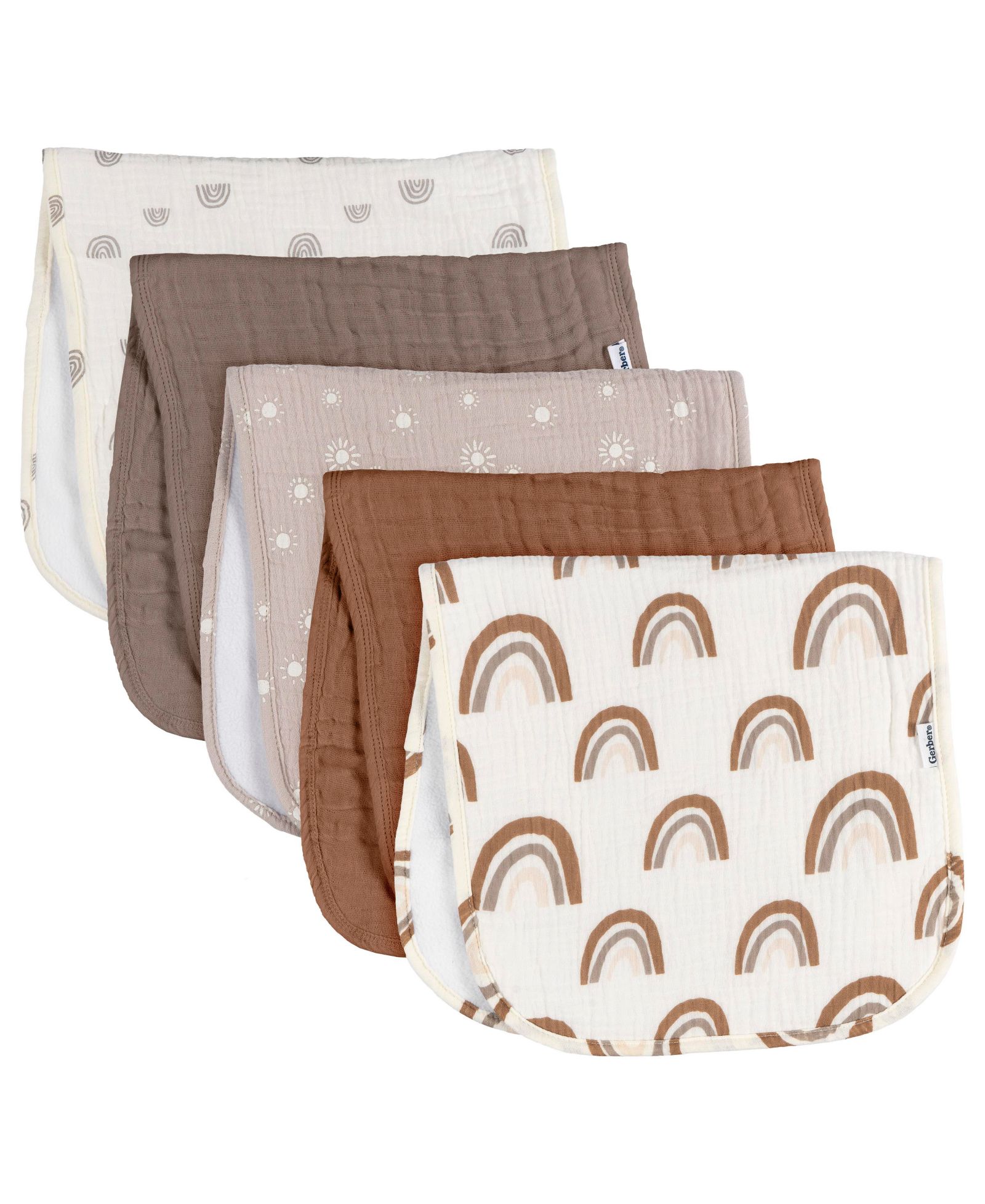 Gerber Baby Neutral Muslin Burp Cloths, 5-Pack, Teal Dots