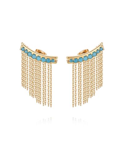 ETTIKA Серьга-кафф с бирюзовой бусиной и напылением 18k Gold