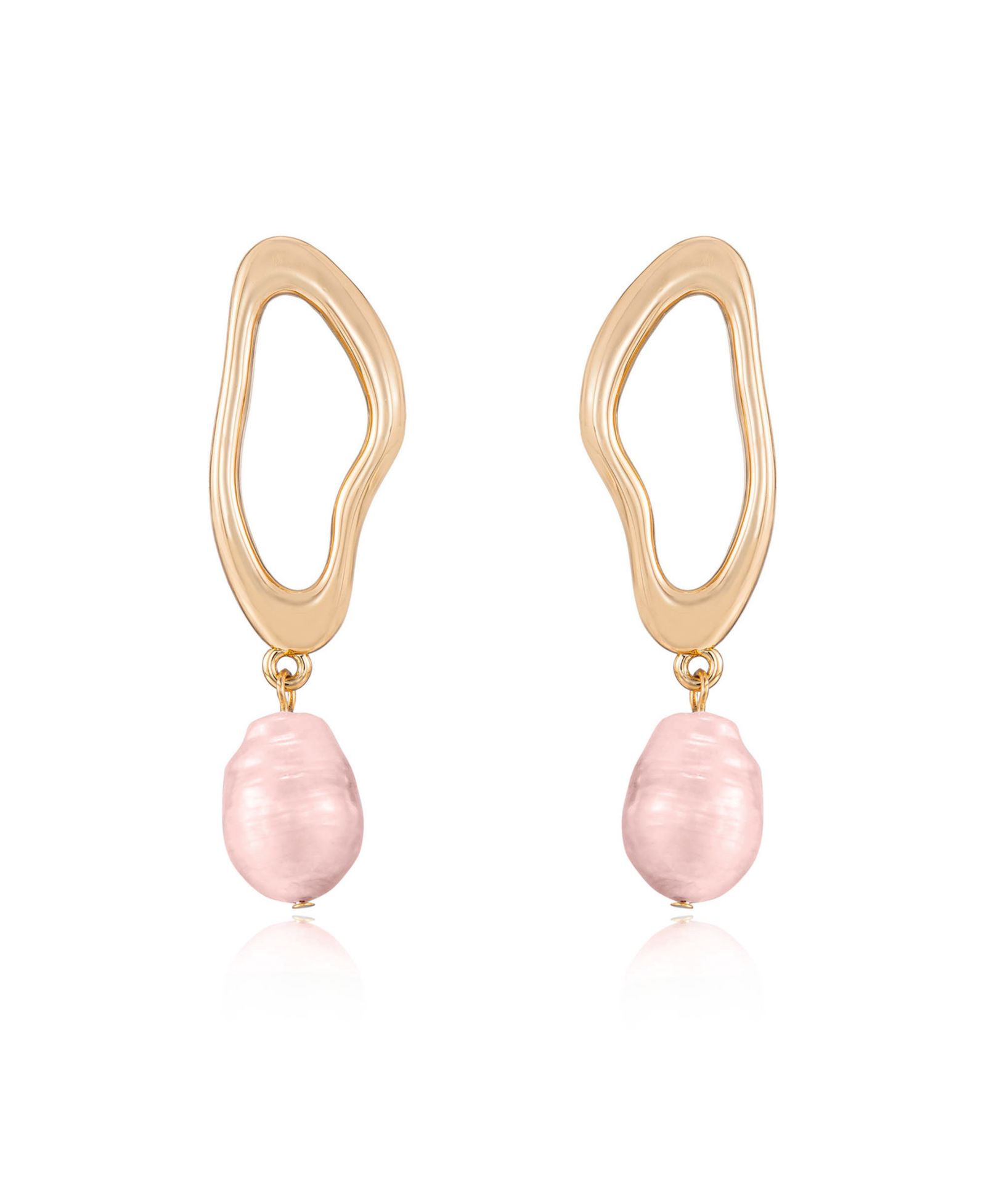 Серьги Ettika Open Circle 18k Gold Plated and Pink Freshwater Pearl Dangle