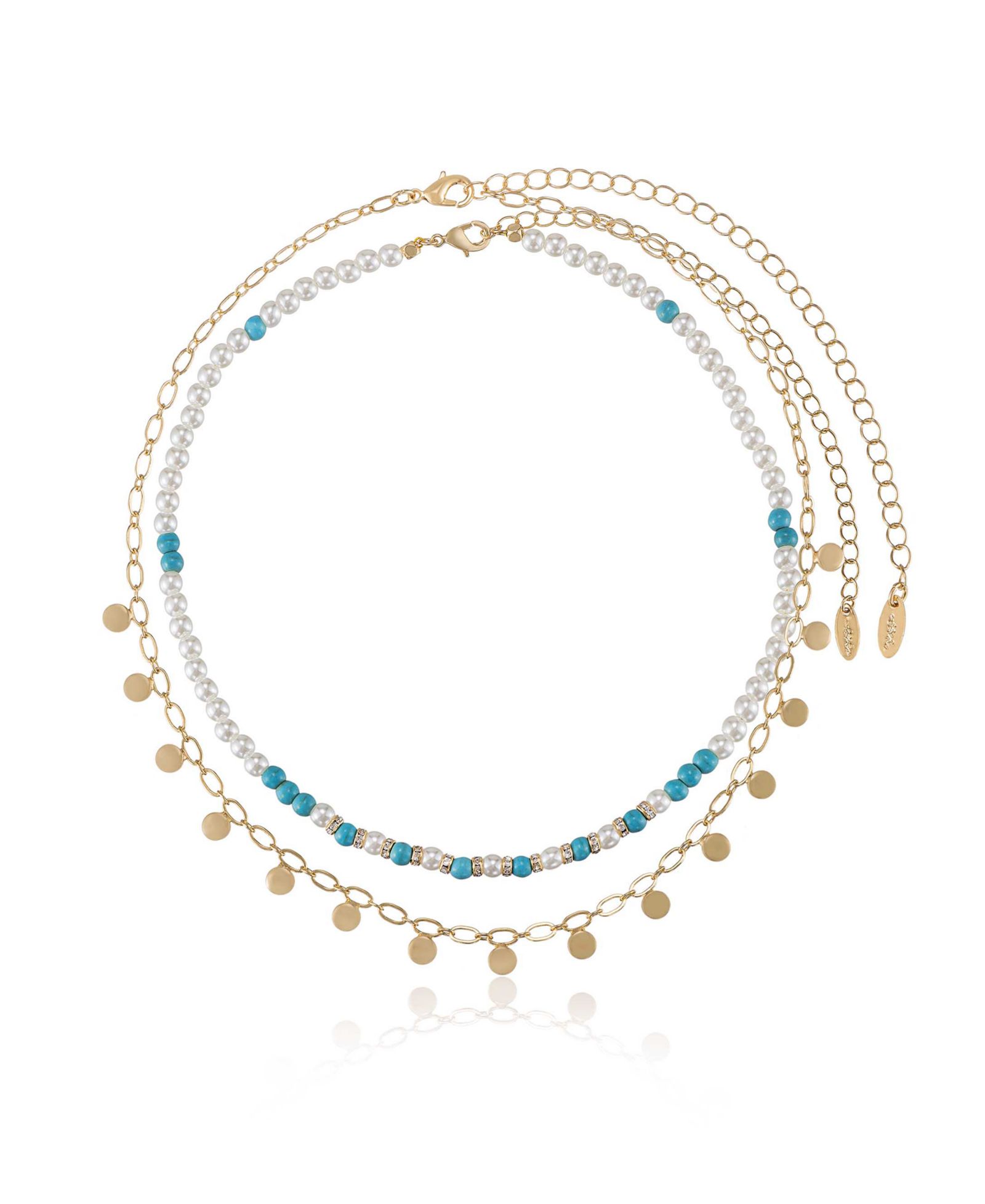 Набор ожерелий ETTIKA Morocco Turquoise Beaded 18k Gold Plated