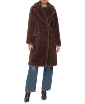 Avec Les Filles Women's Notched-Collar Faux-Fur Coat
