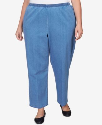 Alfred Dunner Plus Size Elastic Waist Average Length Denim Pant