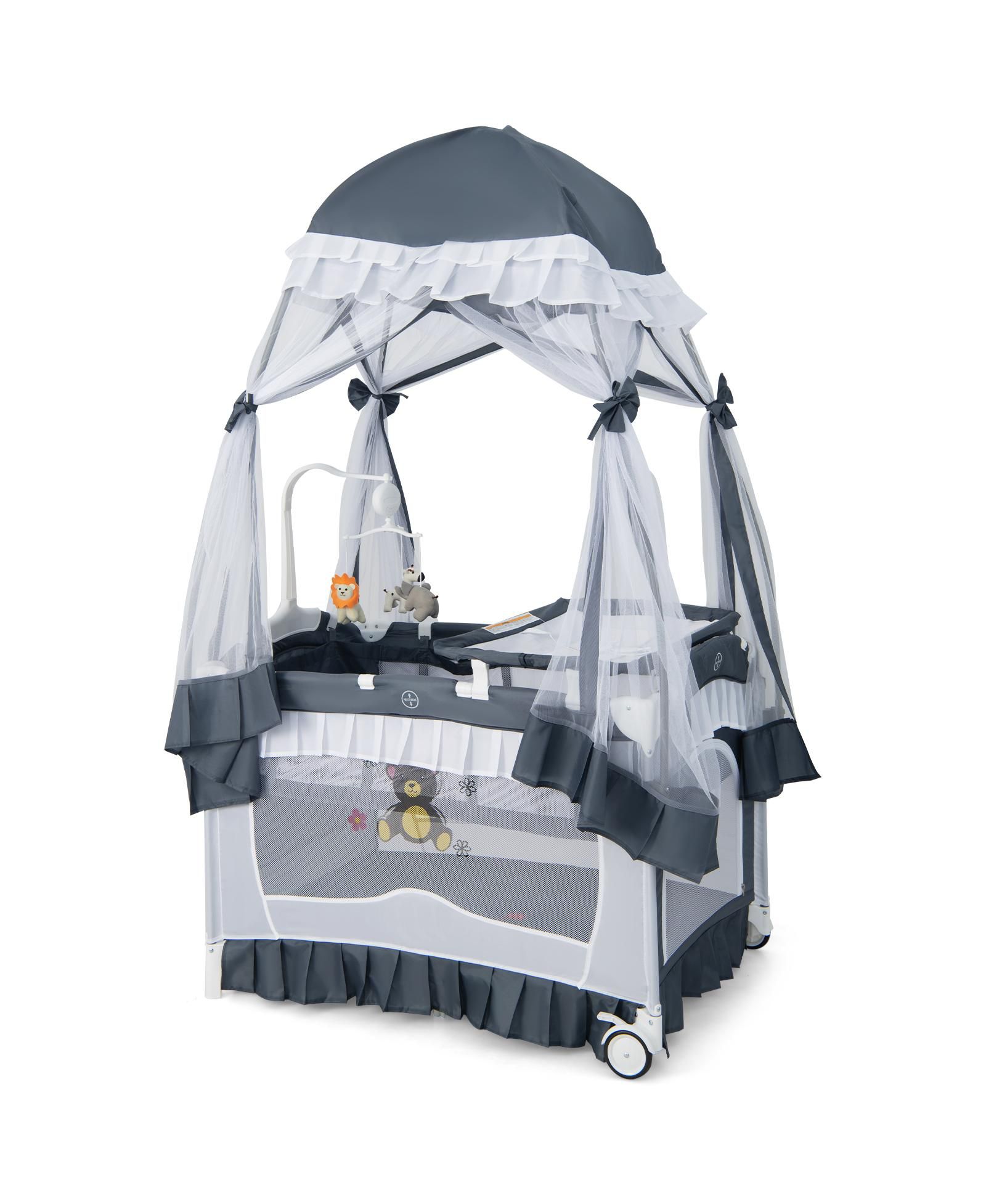 Slickblue Convertible Bassinet with Removable Changing Table and Detachable Mesh Net