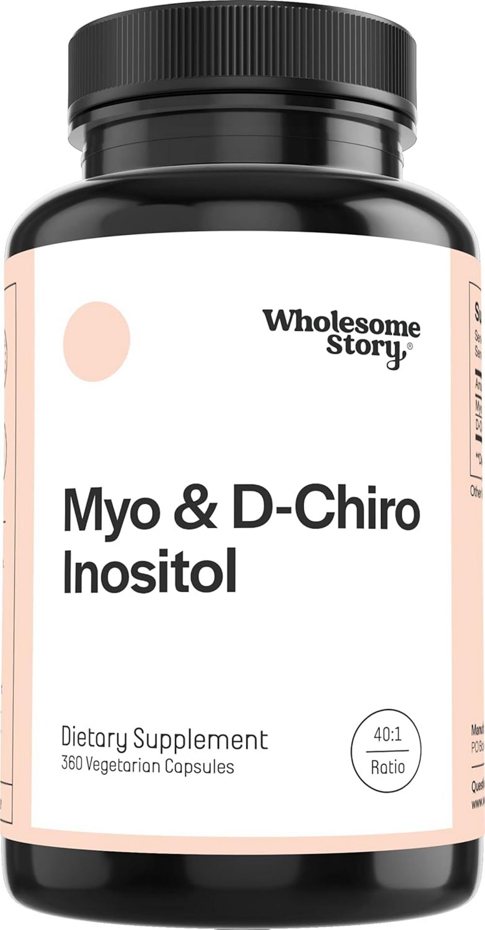 Капсулы Wholesome Story Myo-Inositol & D-Chiro Inositol 40:1 Ratio Capsules | 90-Day Supply | Hormonal Balance & Ovarian Support for Women | Vitamin B8 | 360 Caps