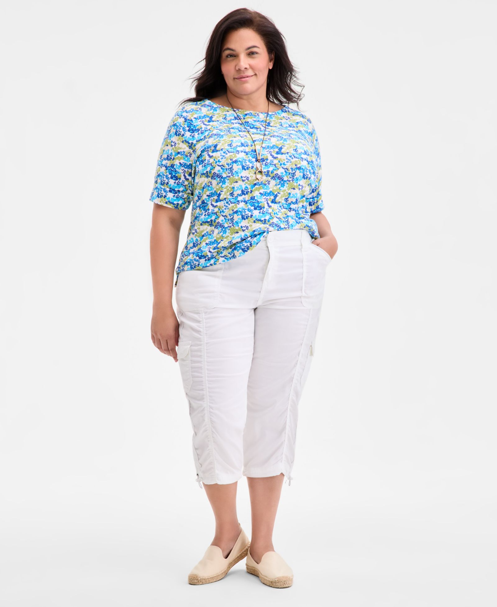 Style & Co Plus Size Mid-Rise Cargo Capri Pants, Macy's Exclusive