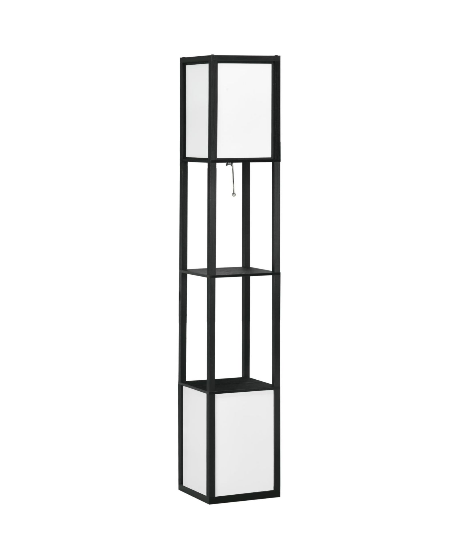 HOMCOM Modern Floor Lamp with Shelves, Dual Light, Sding Lamp,