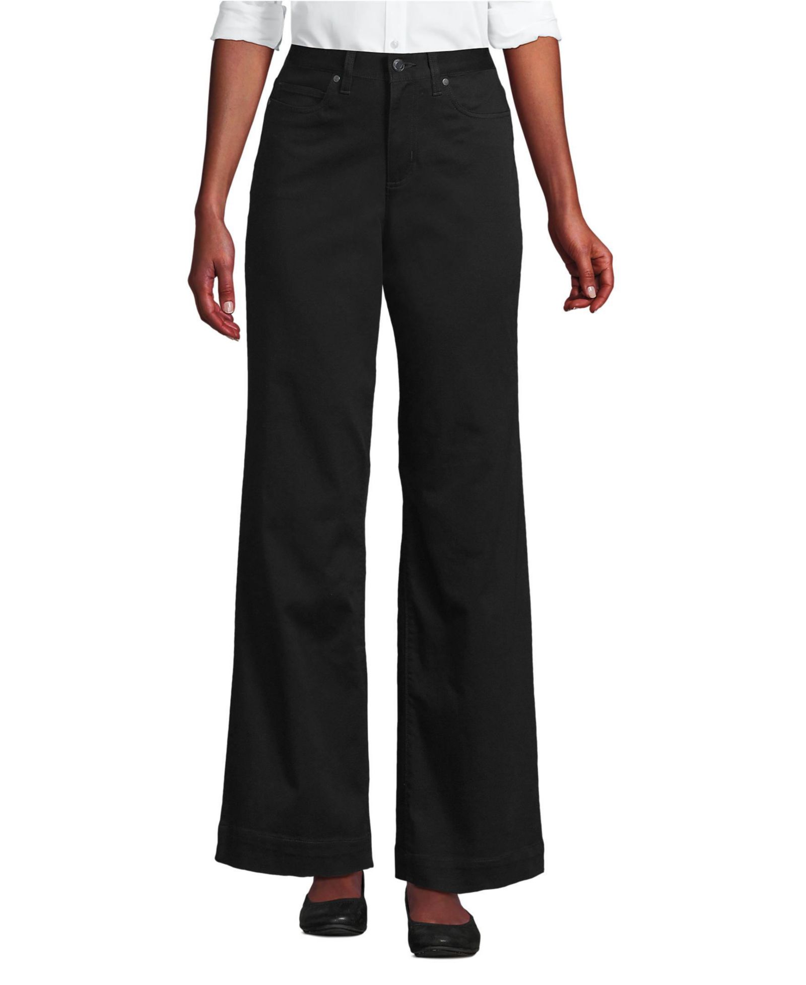 Женские широкие брюки-чинос Lands' End High Rise 5 Pocket