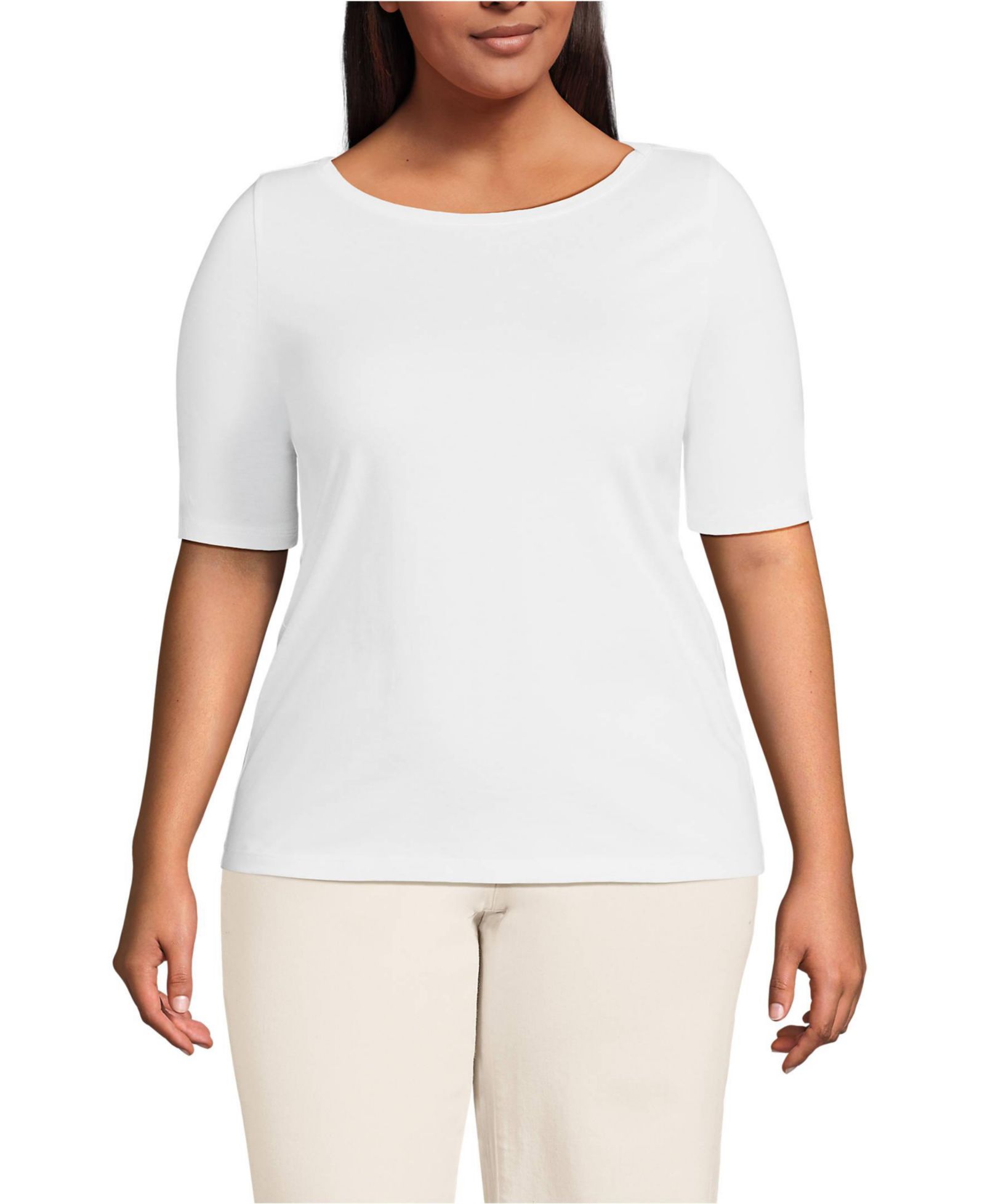 Lands' End Plus Size Supima Boatneck Top