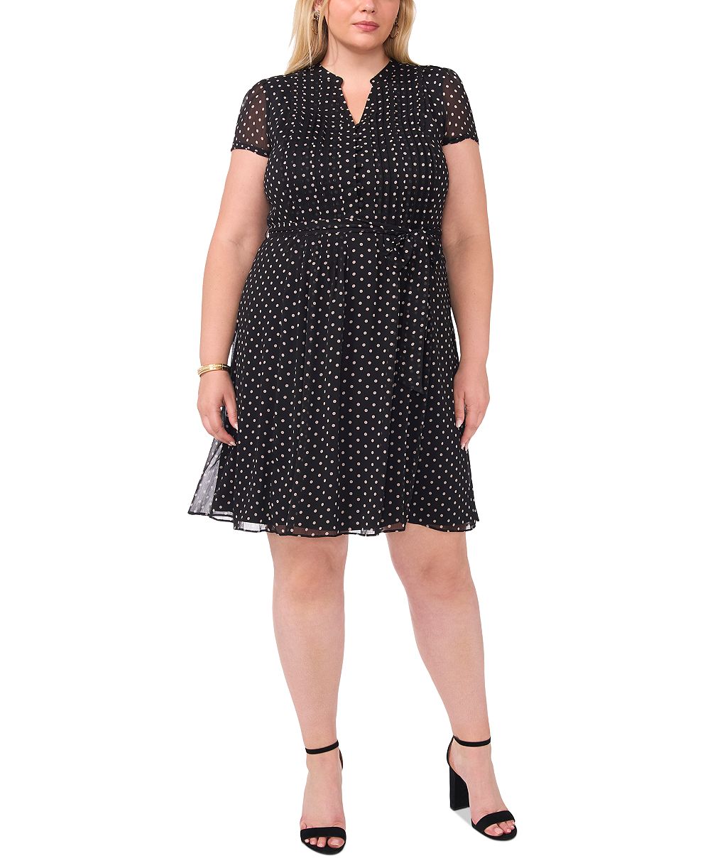 MSK Plus Size Женское платье с принтом и V-образным вырезом