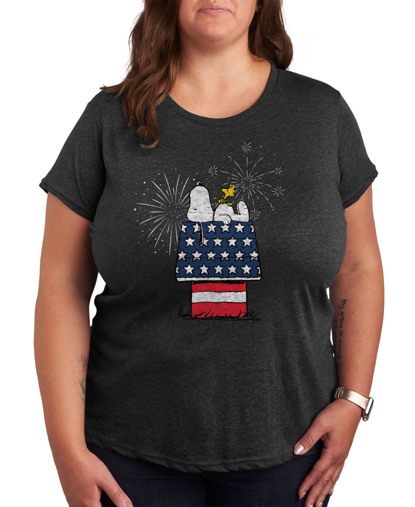 Трендовая футболка Hybrid Apparel Snoopy & Woodstock с приндивом для Plus Size