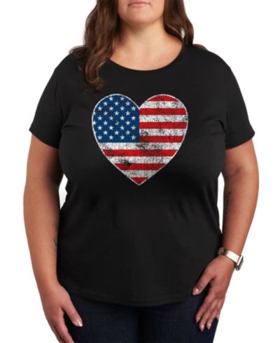 Hybrid Apparel Trendy Plus Size American Heart Graphic T-Shirt