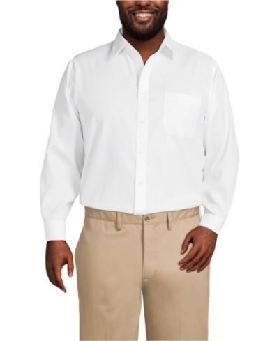 Lands' End Big & Tall рубашка с прямым воротником из хлопка Supima, не требующая глажки