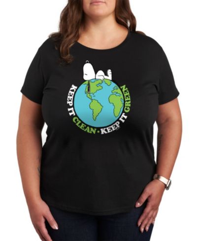 Hybrid Apparel Trendy Plus Size Snoopy Clean Earth Graphic T-Shirt