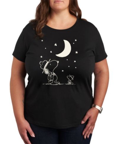 Hybrid Apparel футболка Peanuts Snoopy & Woodstock Moon and Stars, Plus Size